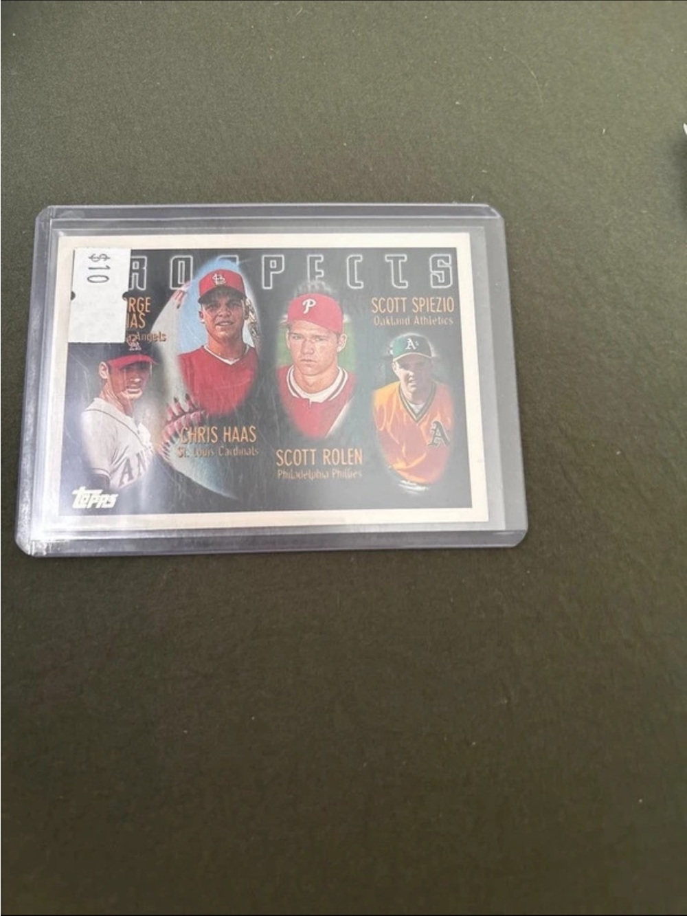 Topps Multicolor Prospect Baseball Card in Clear Sleeve - Black Background